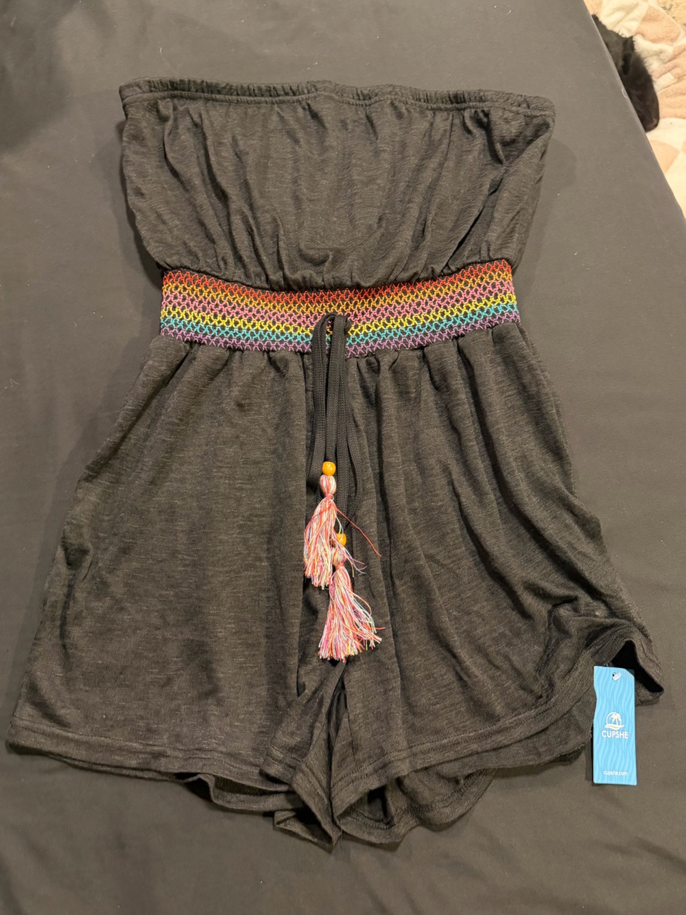 Cupshe Colorful Smocked Cover-Up Tube Romper NWT Size XL